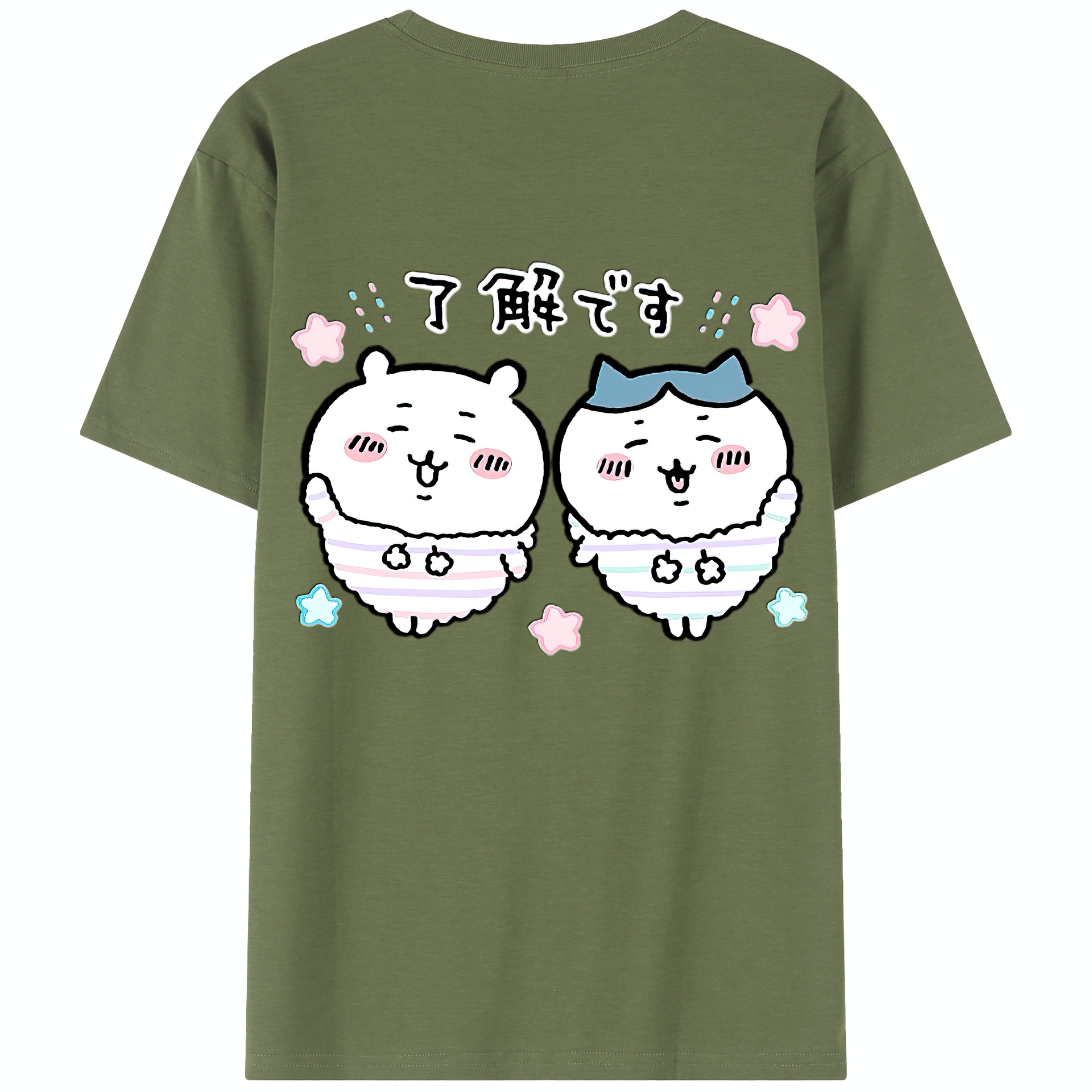 （画像用） ちいかわ ハチワレ Chii-kawa hachiware 綿100％半袖Tシャツ（背面プリント）
